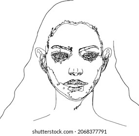 Female face beautiful line art