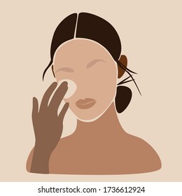 Female face and beauty cosmetic mask.  Beauty and skin care product concept.  Beauty treatment illustration.