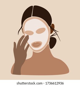 Female face and beauty cosmetic mask.  Beauty and skin care product concept.  Beauty treatment illustration.