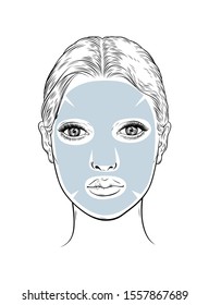 Female Face Beauty Mask Outline Drawing Stock Vector (Royalty Free ...