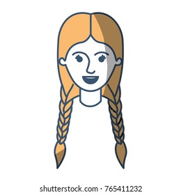 female face with braided hair in color sections silhouette