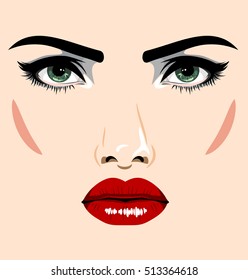 Female face with bright evening make-up sensual