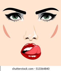 Female face with bright evening make-up sensual