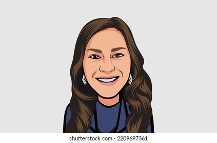 Female Face Caricature Design Vector