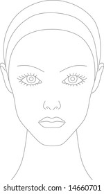 Female face chart for makeup artists