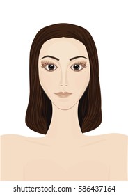 female face close-up short hair brown eyes isolated on a white background art creative element for design vector