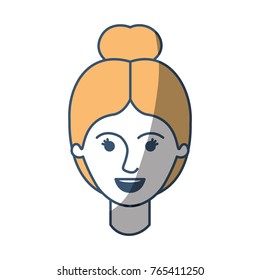 female face with collected hair in color sections silhouette