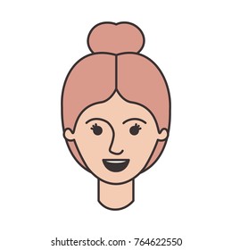 female face with collected hair in colorful silhouette