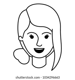 female face with collected hair and fringe in monochrome silhouette