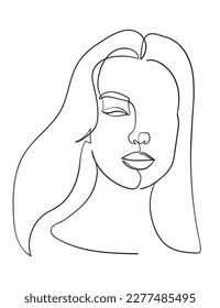 Las Mujeres Enfrentan Un Dibujo De Línea Continuo. Bueno para imprentas, camisetas, pancartas, diseño de eslogan estilo gráfico moderno