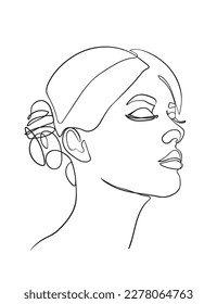 Female Face Continuous Line Drawing. Good for Prints, T-shirt, Banners, Slogan Design Modern Graphics Style