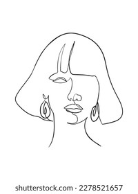 Female Face Continuous Line Drawing. Good for Prints, T-shirt, Banners, Slogan Design Modern Graphics Style

