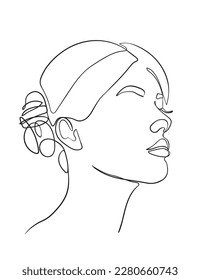 Female Face Continuous Line Drawing. Good for Prints, T-shirt, Banners, Slogan Design Modern Graphics Style