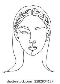 Female Face Continuous Line Drawing. Good for Prints, T-shirt, Banners, Slogan Design Modern Graphics Style