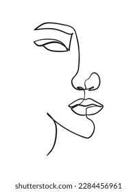 Female Face Continuous Line Drawing. Good for Prints, T-shirt, Banners, Slogan Design Modern Graphics Style