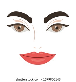 Female face design, Expression character caricature facial emotion and human theme Vector illustration
