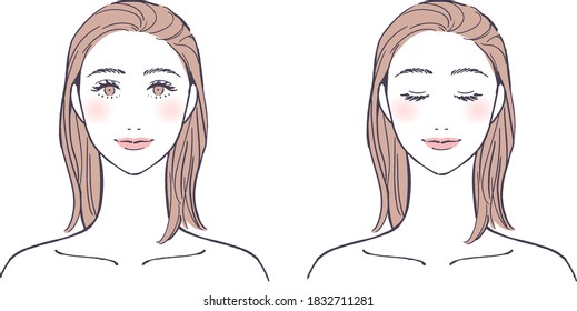 Female face (eyes open / eyes closed)