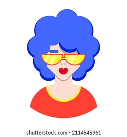 Female face in flat style on white background.