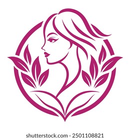 Female Face With Flowers And Leaves Femine Logo Female Beauty Logo