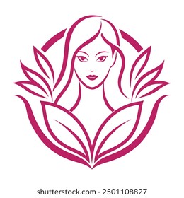 Female Face With Flowers And Leaves Femine Logo Female Beauty Logo