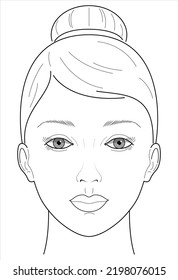 Weibliches Gesicht. Mädchen Gesicht. Formatvektor