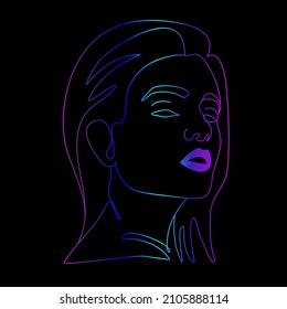 female face gradient one line minimalist accent on the lips