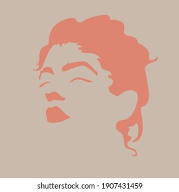female face graphics. silhouette of a woman's face, consisting of hair, lips, nose, eyebrows and eyelashes