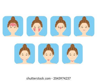 Female face. Hair loss location. Vector illustration.