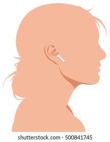 Female Face With Headphone