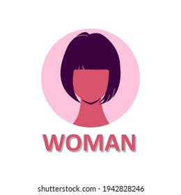Female face icon in flat design. Woman avatar profile. Vector illustration.