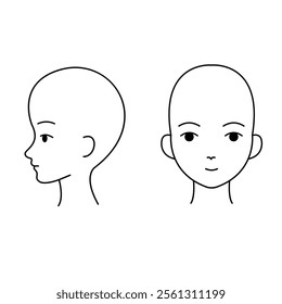 Female face icon front and side view