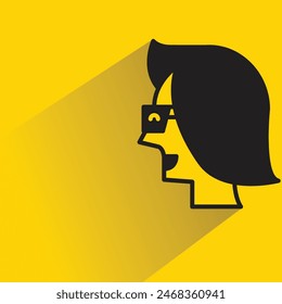 female face icon with shadow on yellow background