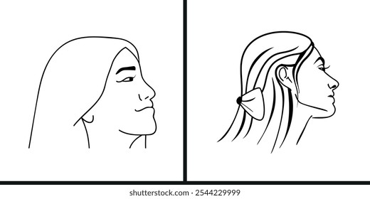 Female face illustration in line
