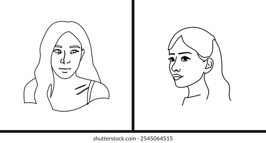 Female face illustration in line