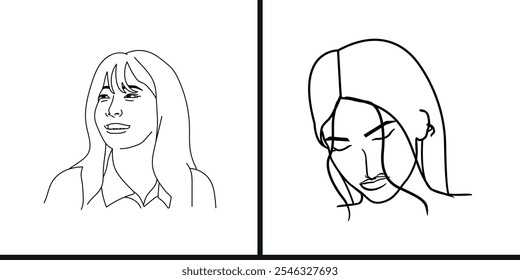 Female face illustration in line