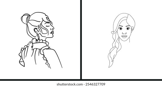 Ilustração do rosto feminino na linha
