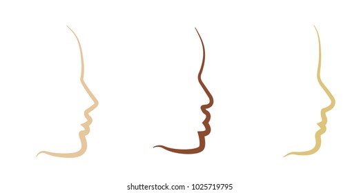 Female face illustration. Vector set