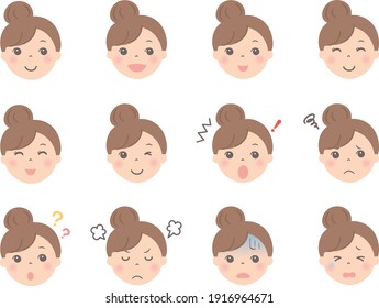 Female face illustrations (various facial expressions)