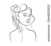 Female face line art vector
