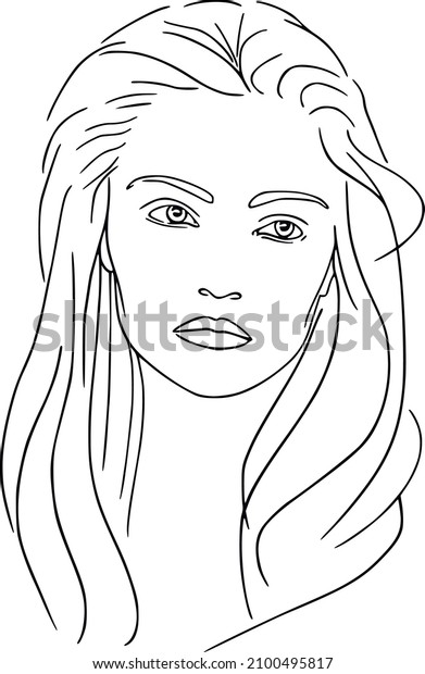 Female Face Line Art Vector Woman เวกเตอร์สต็อก ปลอดค่าลิขสิทธิ์ 2100495817 Shutterstock 5093