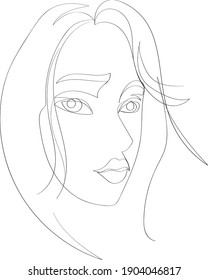 Female Face Line Drawing Art Vector