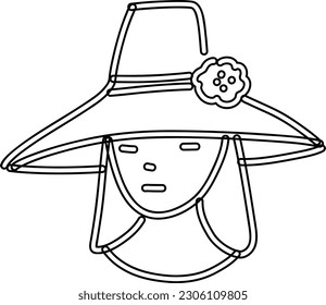 Female face line drawing for decoration.