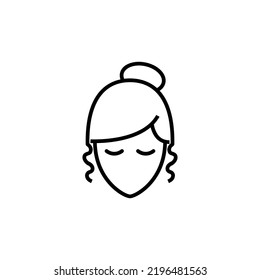 Female face line icon, Pixel perfect of female face line icon, Vector illustration