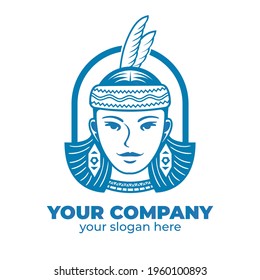 Female face logo. Portrait of a traditional woman