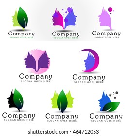 Female face logo set