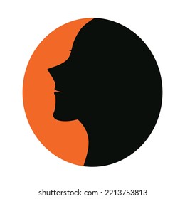 Female Face Logo Vector With Full Moon Light