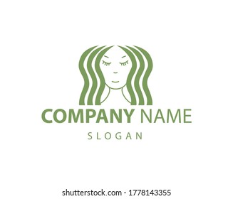 Female face logo. Vector isolated background. Young logo. The concept of youth and love on a white background.