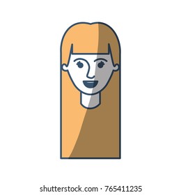 female face with long straight hair in color sections silhouette