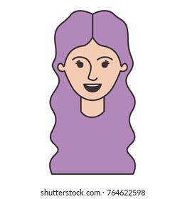 female face with long wavy hair in colorful silhouette