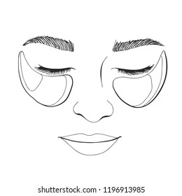 female face. makeup. black marker vector